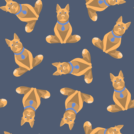 Vector isolated illustration of pattern with yoga dogs.のイラスト素材