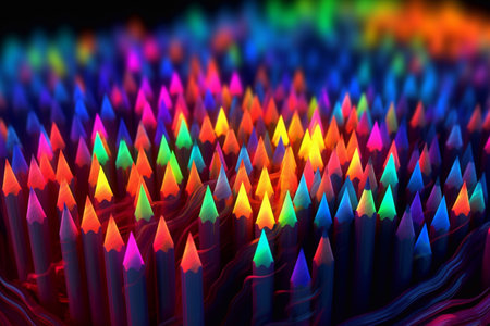 Colored pencils with neon lightingの素材