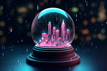 Christmas glass magic ball. Christmas holiday decorations. Snow globe. New Year. Winter.の素材