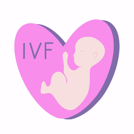 In vitro fertilization. Surrogate motherhood. Artificial insemination. Fertility center. Egg donation Sperm donation. Vector isolated illustration of an embryo in in the heart.のイラスト素材