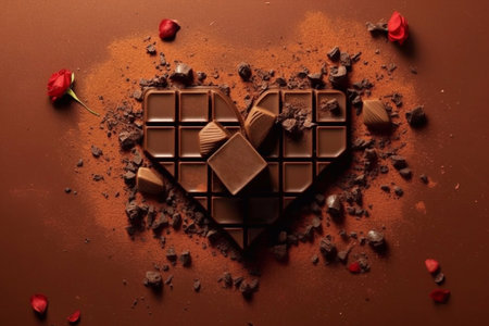 Chocolate day. A gift for Valentine's Day. Chocolate sweets. Chocolate factory.の素材