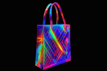 Stylish women's shopping bag with a neon effect.の素材