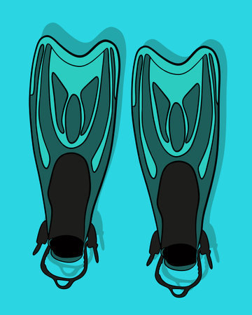 Vector isolated illustration of fins for swimming.のイラスト素材