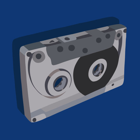 Vector isolated illustration of tape recorder cassette. Nostalgia of the 90s. Audio cassette for listening to music.のイラスト素材
