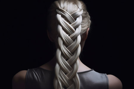 Braid hairstyle. A braided girl with blond hair. Braided Elegance.の素材