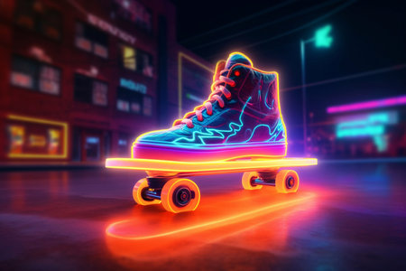 Skate with a neon effect.の素材