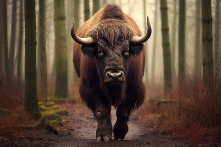 Animal bison.Thundering Majesty: Bison on the Horizonの素材