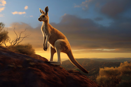 Kangaroo animal.Outback Bounce: Kangaroo's Graceful Leap.の素材