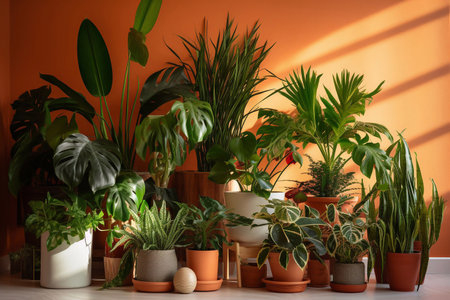 Caring for indoor plants.Verdant Tranquility: Indoor Oasis Greenery.の素材