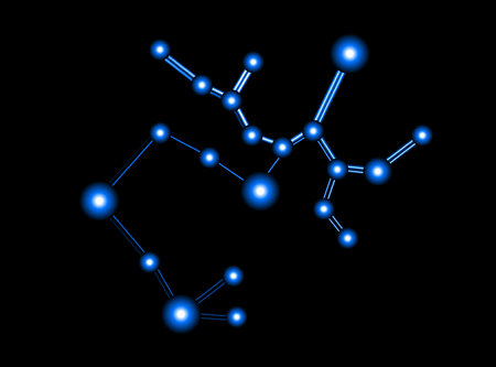 The Sagittarius constellation with a neon effect.のイラスト素材