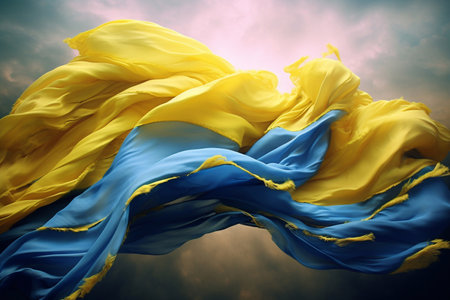 Flag of Ukraine. Colors of the Ukrainian flag.の素材