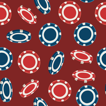 Vector isolated illustration of pattern with casino chips.のイラスト素材