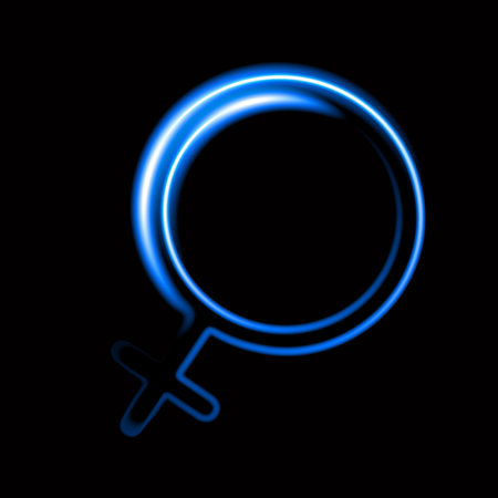 Vector isolated illustration of Venus planet astrological sign icon. Neon astrological sign.のイラスト素材