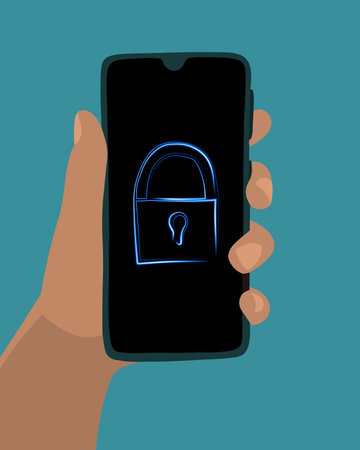 Vector isolated illustration of a locked phone.Security of private information.のイラスト素材