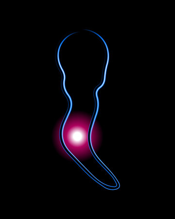 Vector isolated illustration of appendicitis pain with neon effect.のイラスト素材