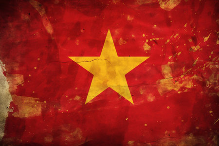 Flag of Vietnam. Politics and government of Vietnam.の素材