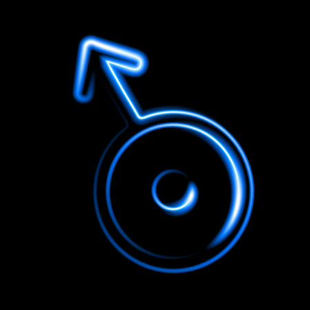 Vector isolated illustration of astrological sign of planet Uranus with neon effect.のイラスト素材
