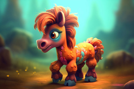 Cartoon little pony. A fairy horse.の素材