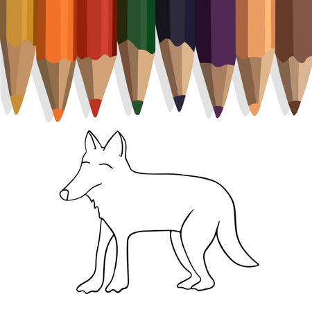 Vector isolated illustration of coloring book with wolf.のイラスト素材