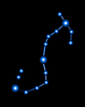Vector isolated illustration of Scorpio constellation with neon effect.のイラスト素材