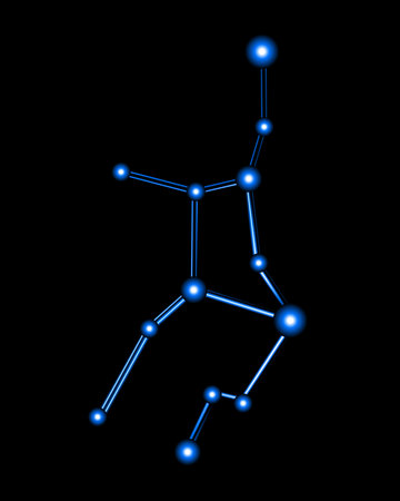 Vector isolated illustration of Virgo constellation with neon effect.