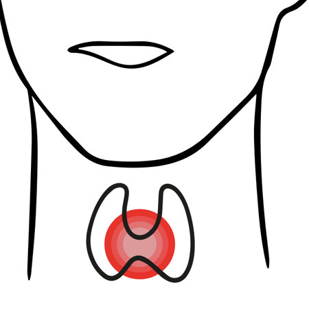 Vector isolated illustration of thyroid gland. Enlarged thyroid gland.のイラスト素材
