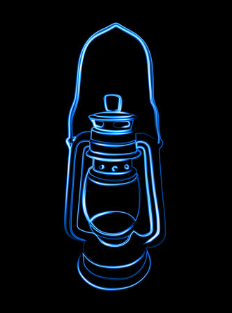 Kerosene flashlight with neon effect.のイラスト素材