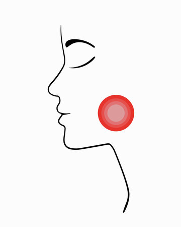 Vector isolated illustration of sore throat. Pain in sore throat.のイラスト素材