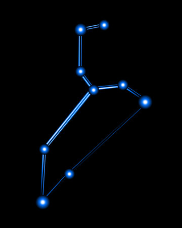 Leo constellation with neon effect. Leo zodiac sign.のイラスト素材