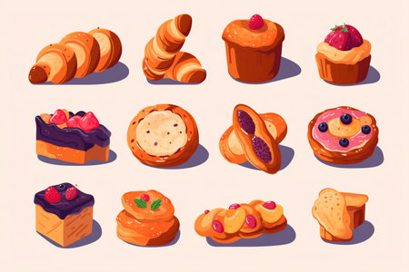 Various types of bakery products. Homemade baking. Bakeryの素材