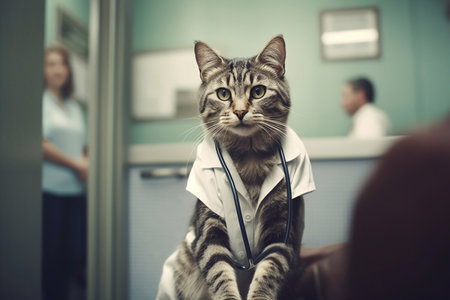 Doctor cat. Veterinary clinic.Healing Whiskers: The Feline Physicianの素材