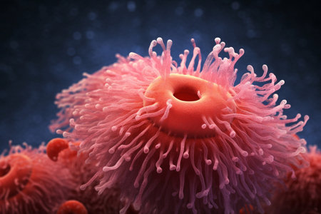 Escherichia coli under the microscope.の素材