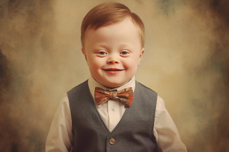 A child with Down syndrome. Down day syndrome.の素材