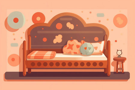 Cartoon children's bed. Children's bedroom.の素材