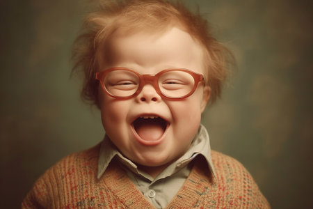 A child with Down syndrome. Down day syndrome.の素材