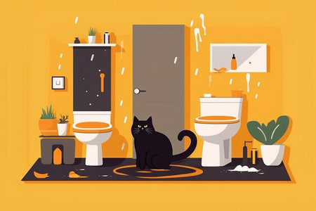 Cat mess. Cat pranks. Pets are having fun.の素材