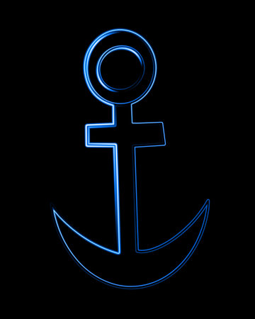 Vector isolated illustration of anchor with neon effect.のイラスト素材