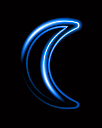 Vector isolated illustration of moon with neon effect.のイラスト素材