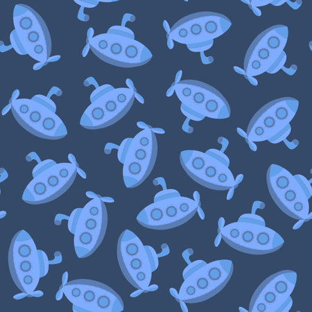 Vector isolated illustration of pattern with submarines.のイラスト素材
