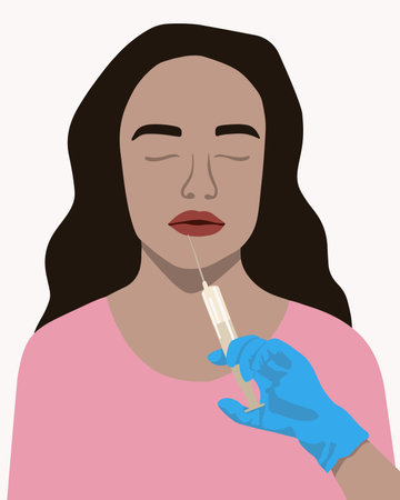 Vector isolated illustration of lip injections. Lip augmentation.のイラスト素材