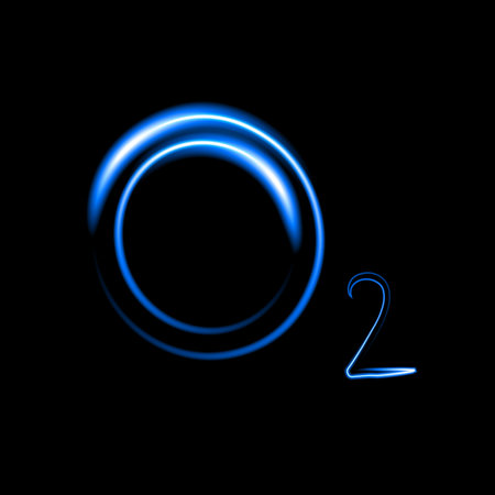 Vector isolated illustration of oxygen formula with neon effect.のイラスト素材