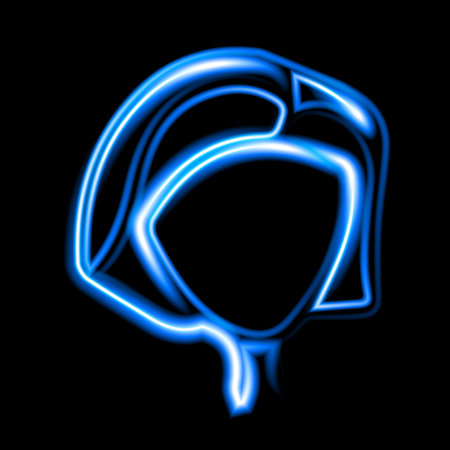 Vector isolated illustration of female haircut with neon effect. Women's hairstyle. Neon avatar.のイラスト素材