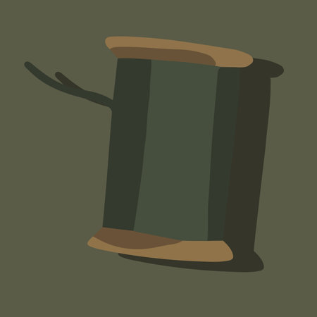 Vector isolated illustration of spool with threads. Green threads.