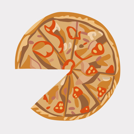 Vector isolated illustration of pizza on a white background.のイラスト素材