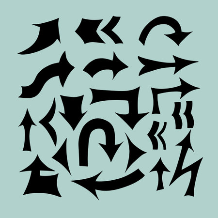 Vector isolated illustration of a set of direction arrows.のイラスト素材