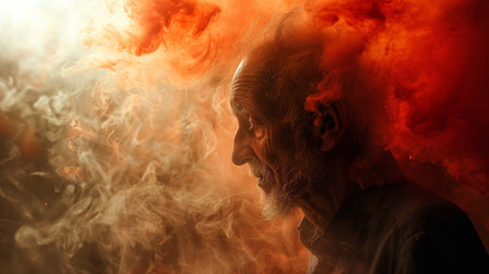 Exploration of memory loss through an artistic portrayal of an elderly man affected by dementiaの素材