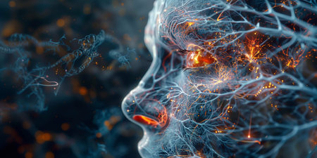 Exploring the intricate connections of the pituitary gland in a human brain representationの素材