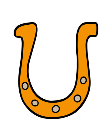 Colorful U-shaped horseshoe object with decorative elements used for visuals or designsのイラスト素材