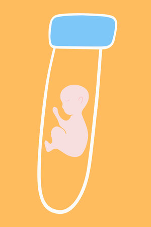 Vector illustration of embryo in test tube. In vitro fertilization. Reproductive clinic. Artificial insemination.のイラスト素材