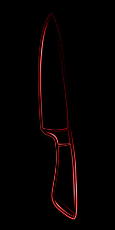 Vector isolated illustration of a knife with neon effect.のイラスト素材